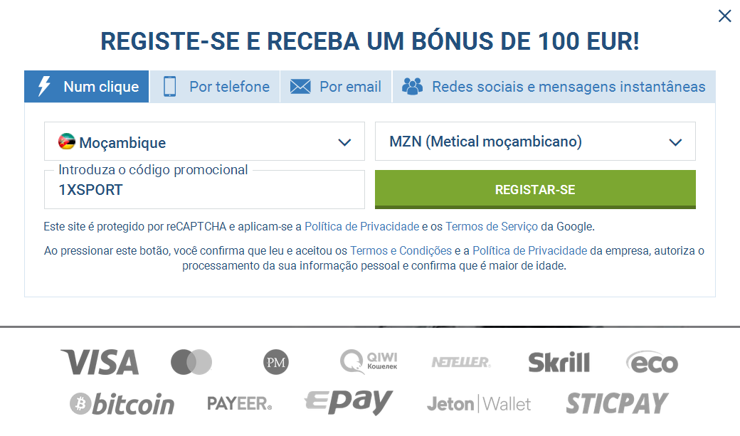 Conta de Inscrição MZ